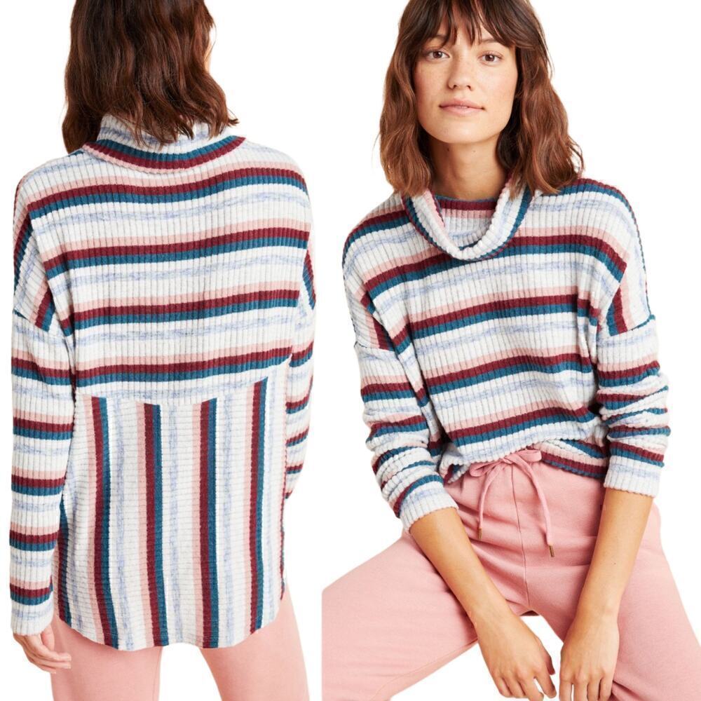 Saturday Sunday by Anthropologie Striped Turtleneck Pippi Hacci Sweater Small
